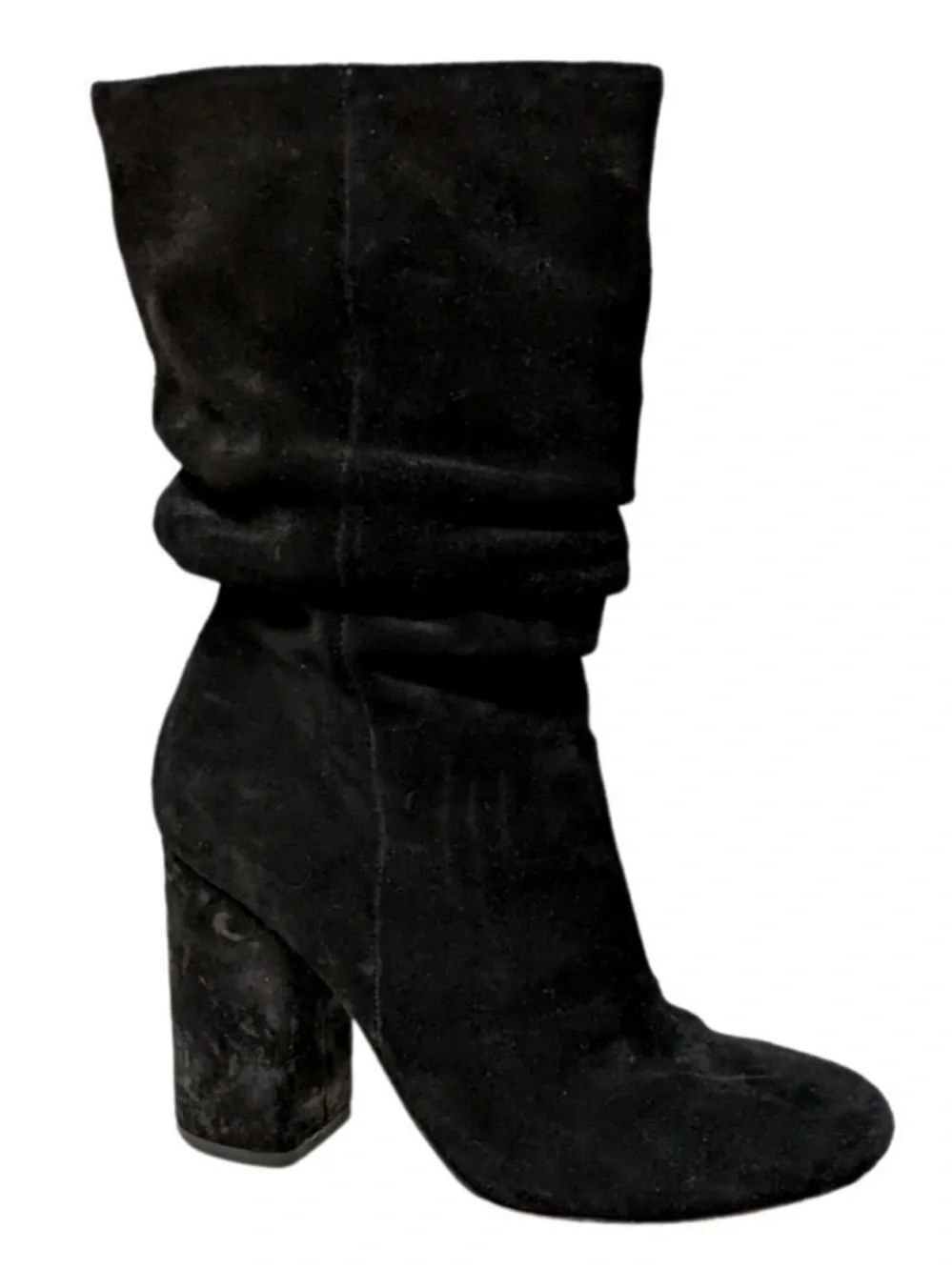 SPLENDID Phyllis Black Suede Leather Mid-Calf High Heel Boots 7.5
